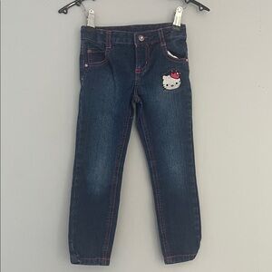 Hello Kitty Blue Jeans Kids Jeans with Pink Stitching Size 4